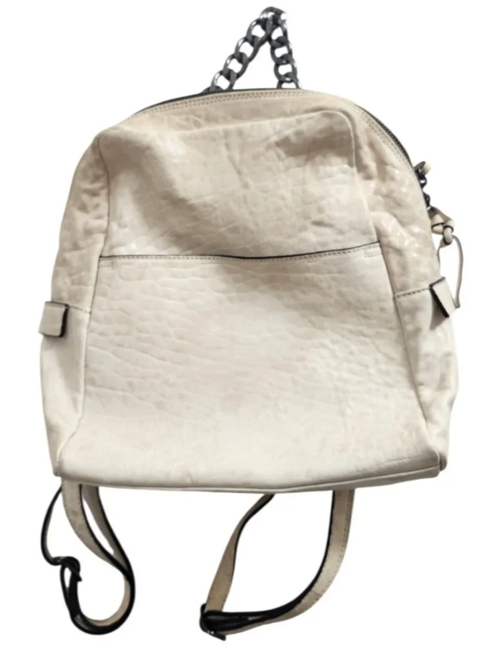 INNUE Made in Italy Ivory Leather Backpack Chain Handle Purse